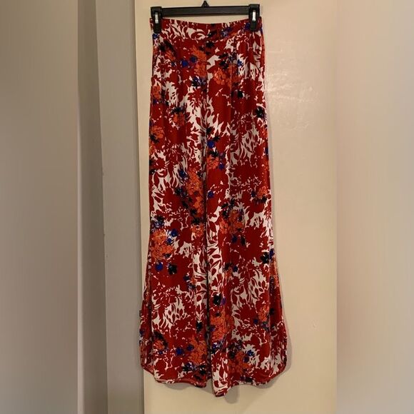 INTIMATELY by FREE PEOPLE NWOT Late Night Sleep Wide Leg Pants in Red Floral - Picture 5 of 8